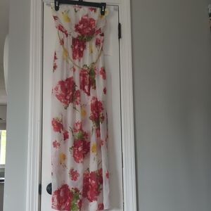 Floral Maxi Dress with Red Accents